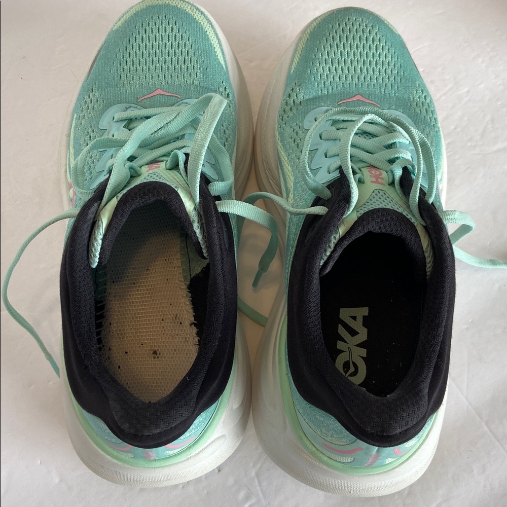 HOKA One One Bondi 9 Running Athletic Shoes Size 6.5 B Blue Spark Mint Fluorite - Picture 12 of 12